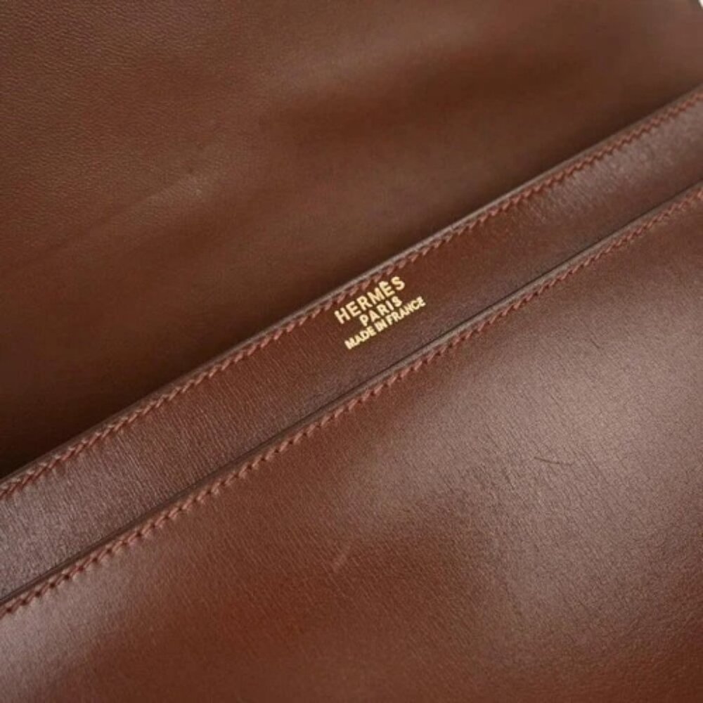 Hermes Marron Fonce Box Calf Piano Handbag - Picture 8 of 10